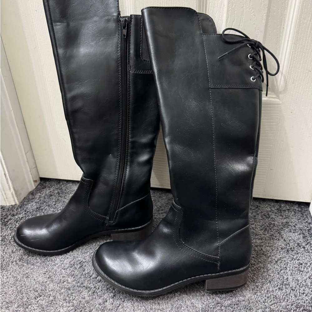 Black Knee-High Leather Boots